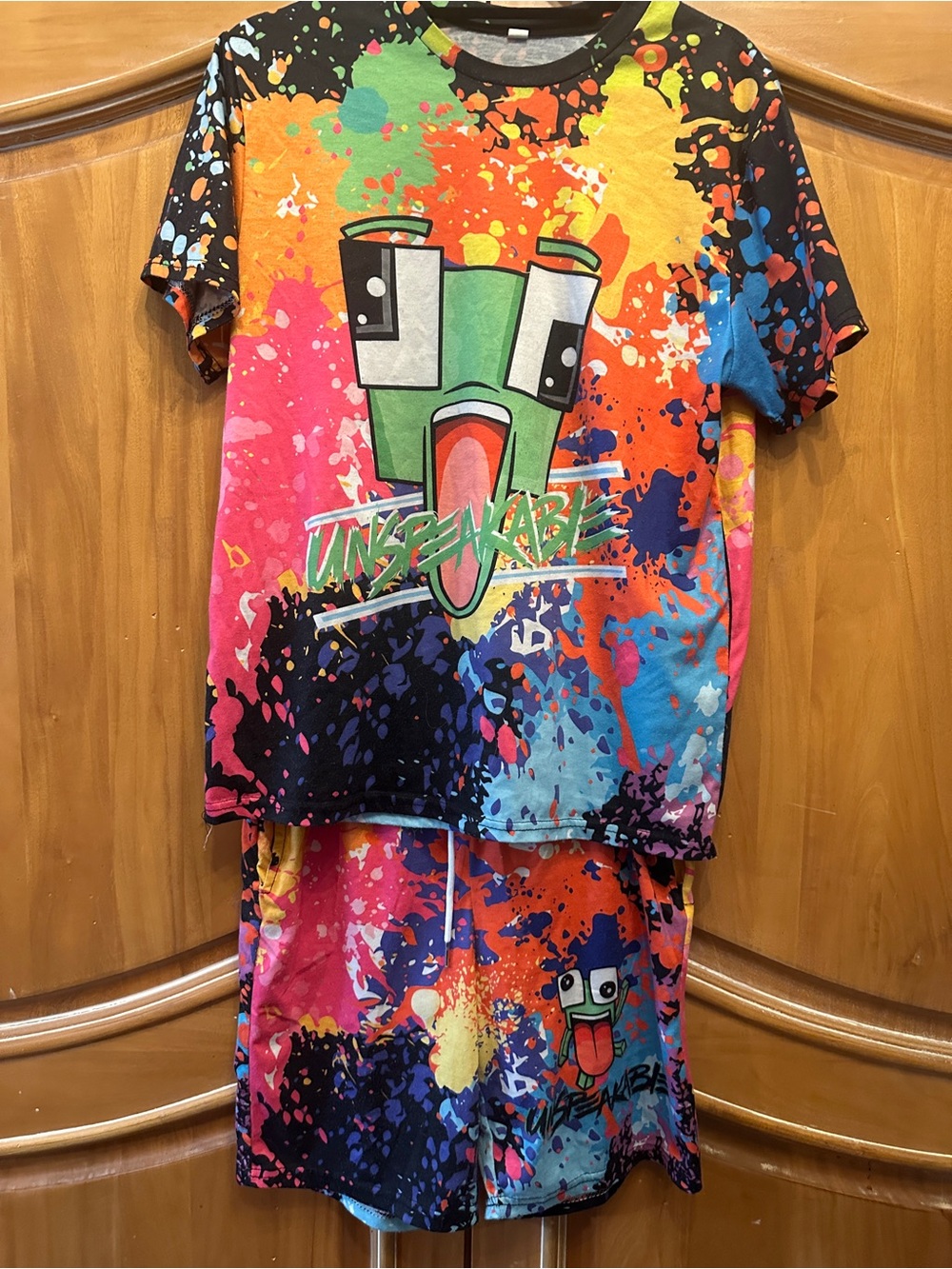 Kids' Short Sleeve Graphic Tee in Multicolor Splatter - 'Unspeakable'